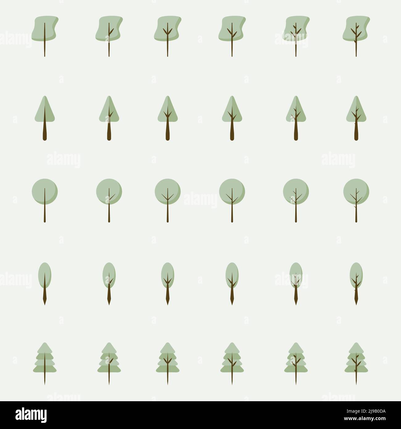 Flat Tree Environment Nature Green Collection Set Stock Vector Image ...