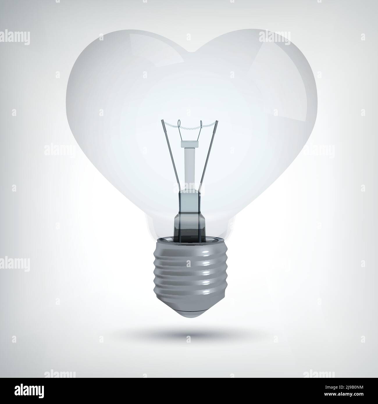 Realistic light bulb design concept in shape of heart on gray background isolated vector illustration Stock Vector