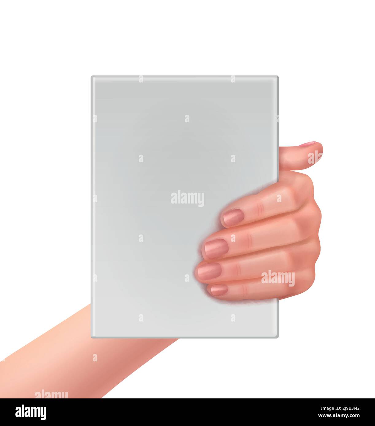Vector realistic hand holding blank white paper with space for text ...