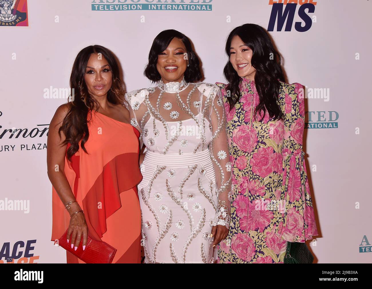 LOS ANGELES, CA - MAY 20: (L-R) Sheree Zampino, Garcelle Beauvais and Crystal Kung Minkoff attend the 29th Annual Race To Erase MS Gala at the Fairmon Stock Photo