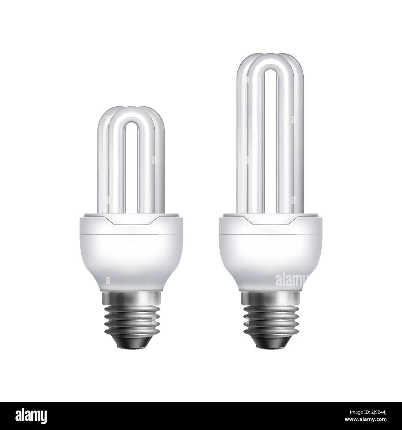 Two vector compact fluorescent energy saving lamps on white background Stock Vector