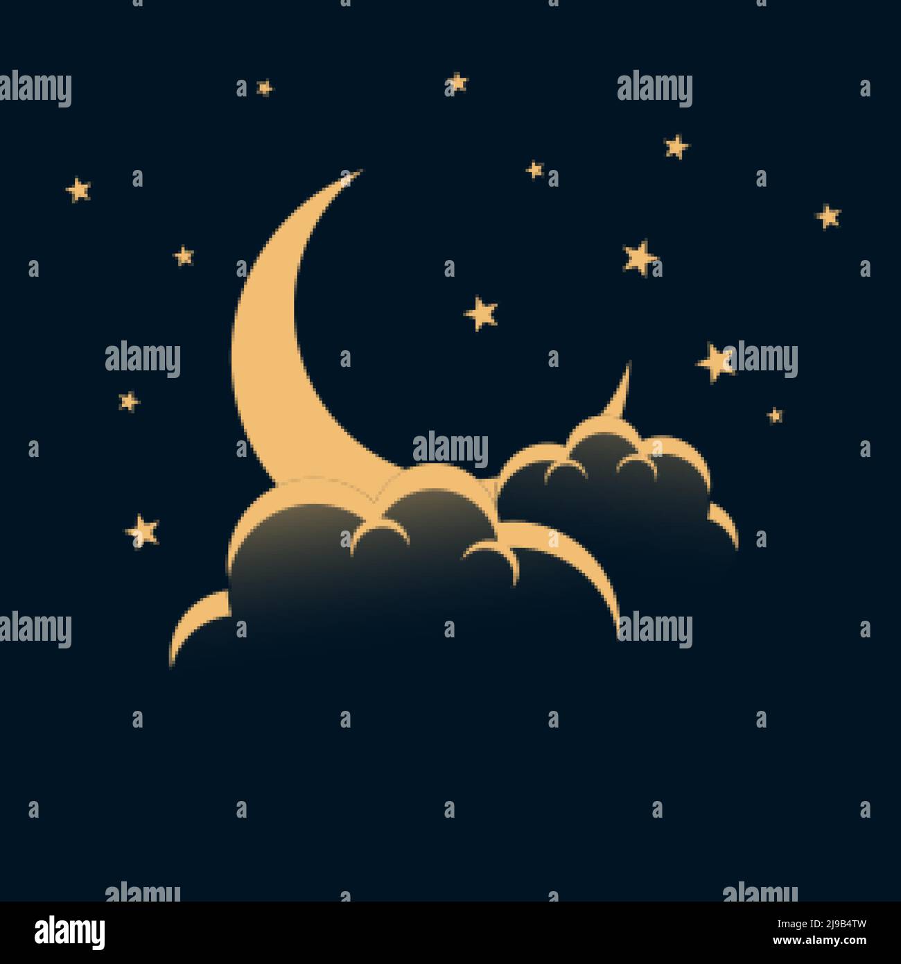 Night Sky With Moon Stars And Clouds Background Stock Vector Image And Art Alamy 