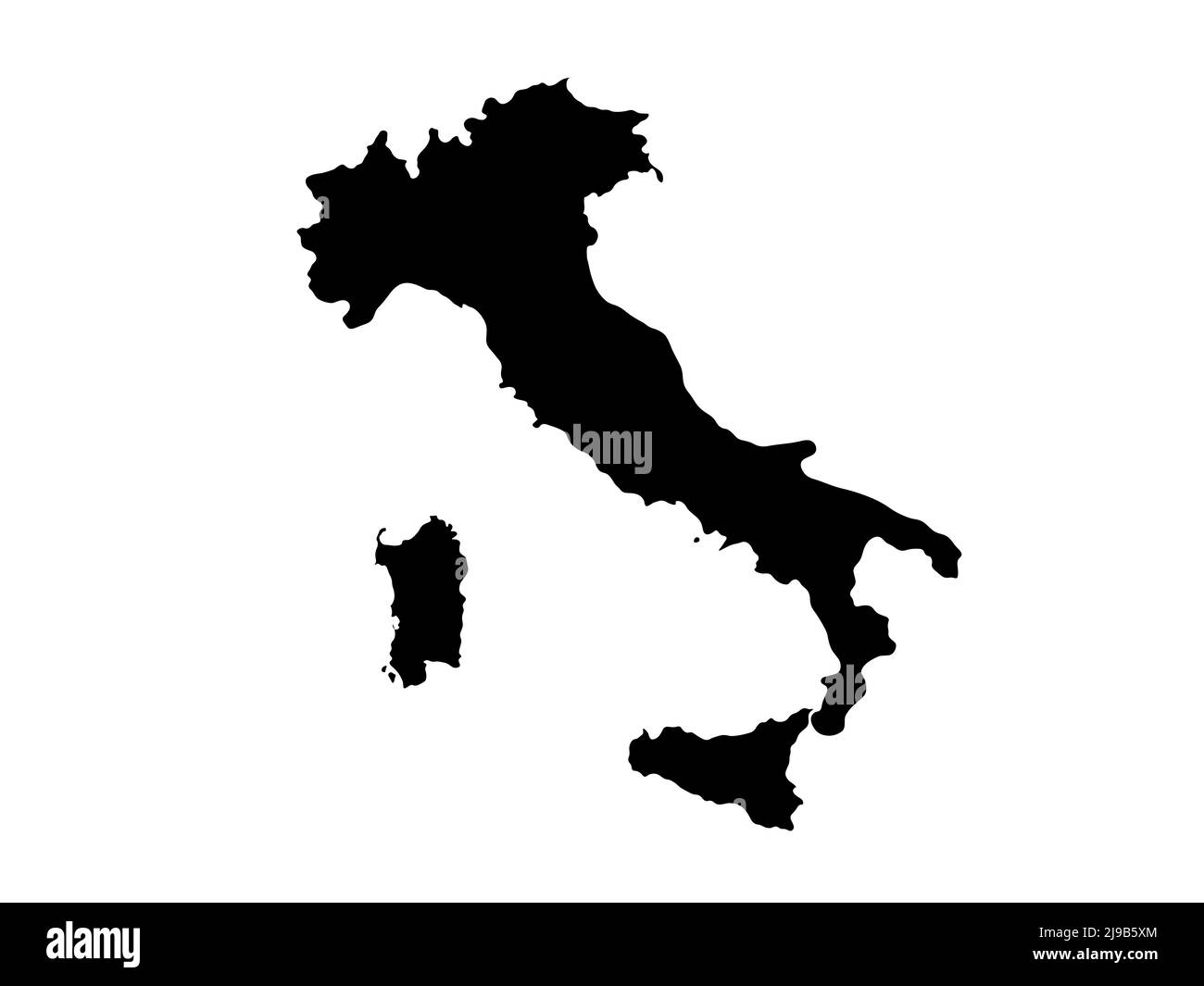 Italy country outline Isolated on white background Stock Photo