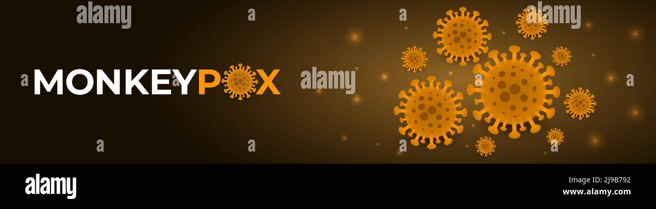 Monkeypox virus cells outbreak wide medical banner. Monkeypox virus ...