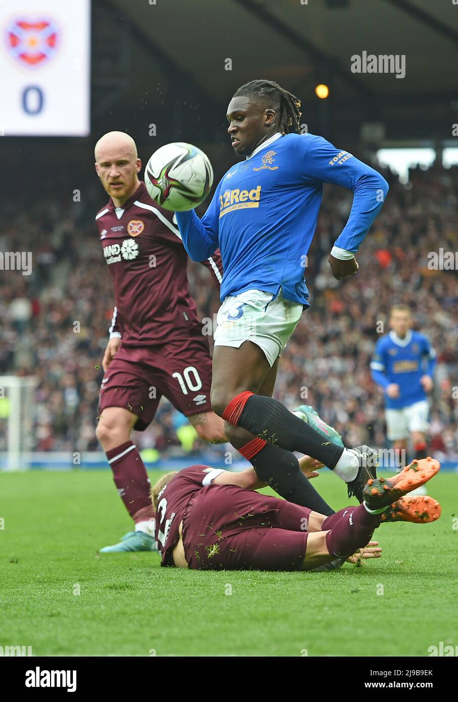Glasgow, Scotland, 21st May 2022. Nathaniel Atkinson of Hearts and ...