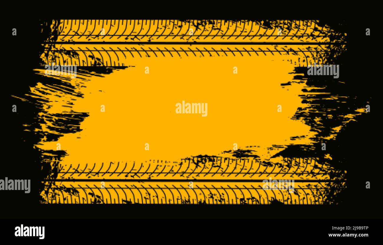 tire track print marks on yellow grunge texture Stock Vector Image