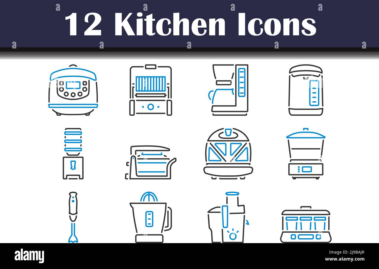 Kitchen Icon Set. Editable Bold Outline With Color Fill Design. Vector ...