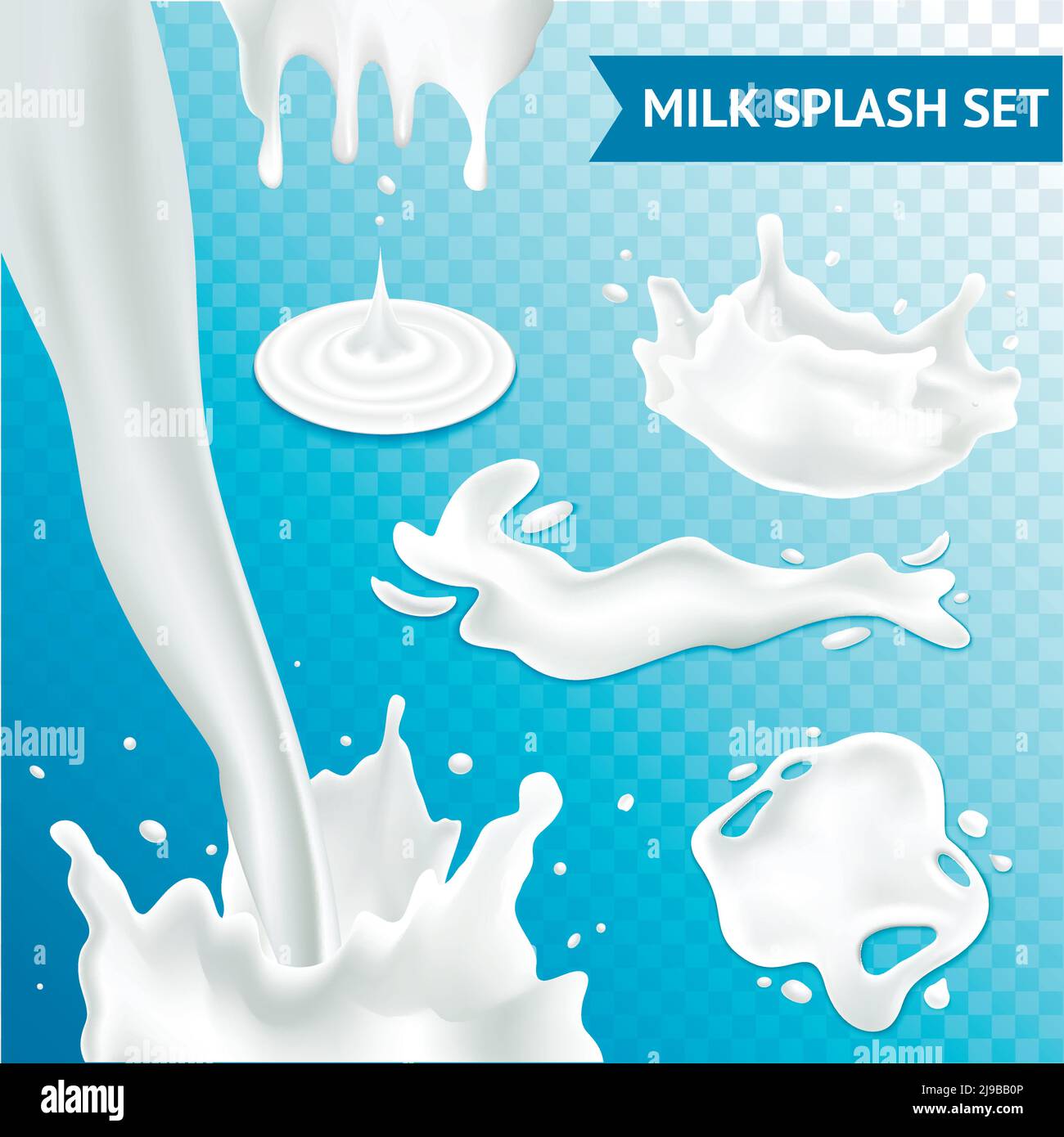 Milk splash and pouring realistic set on transparent background ...