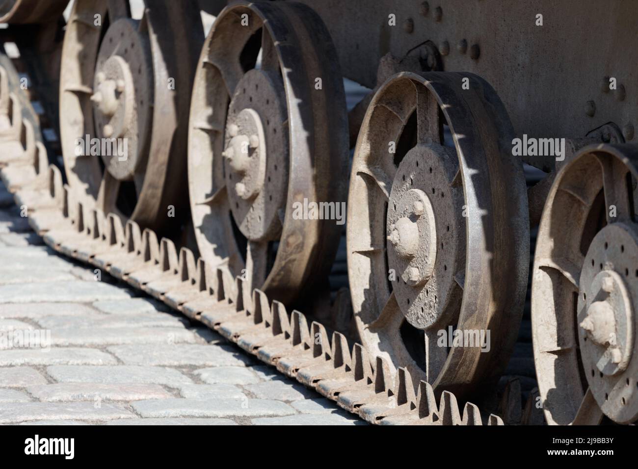 tank tracks closeup. military equipment Stock Photo Alamy