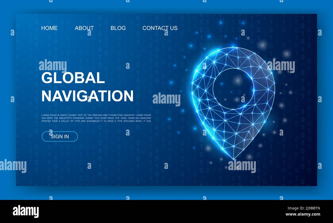Location pin 3d polygonal website template. Gps navigation design ...
