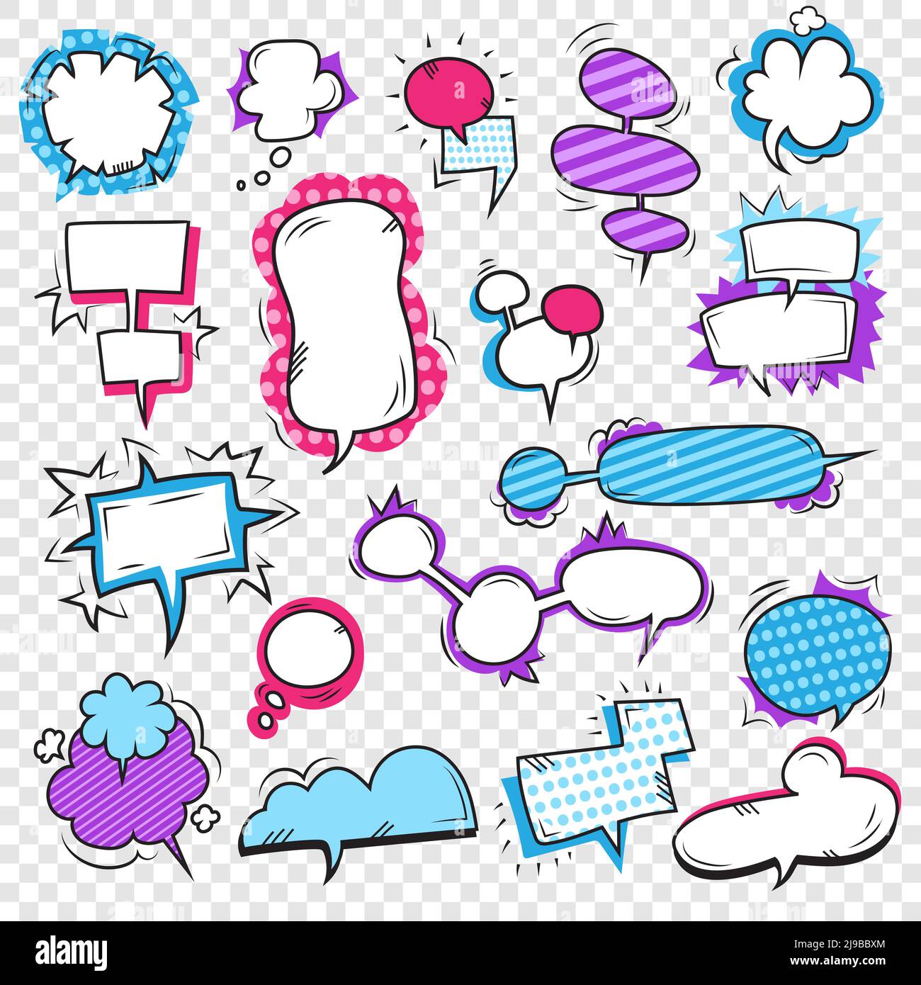 Pop art bubbles set with sound effects and exclamations on transparent ...