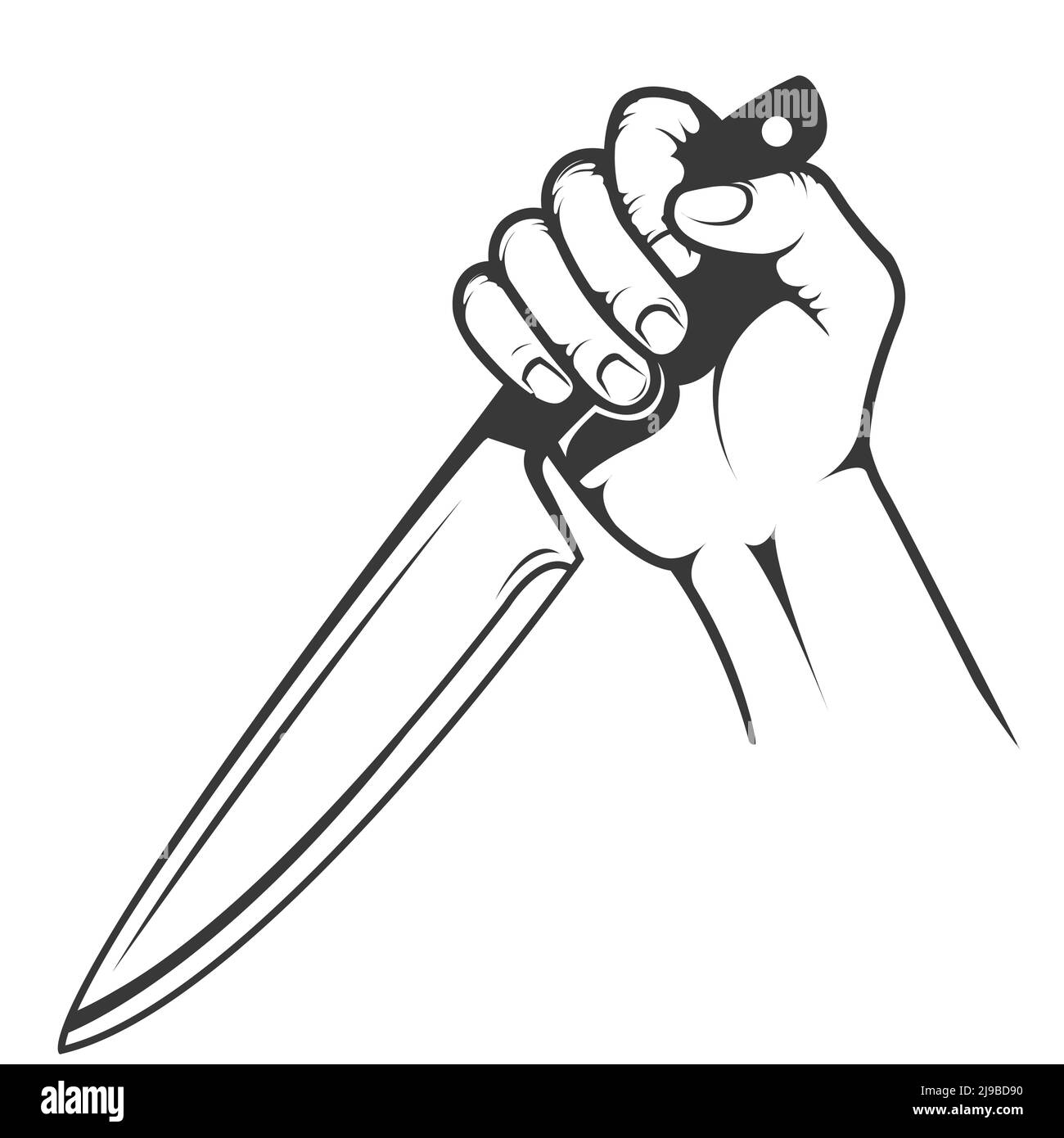 Hand with knife, killer threaten, murderer  or maniac, violence concept, vector Stock Vector