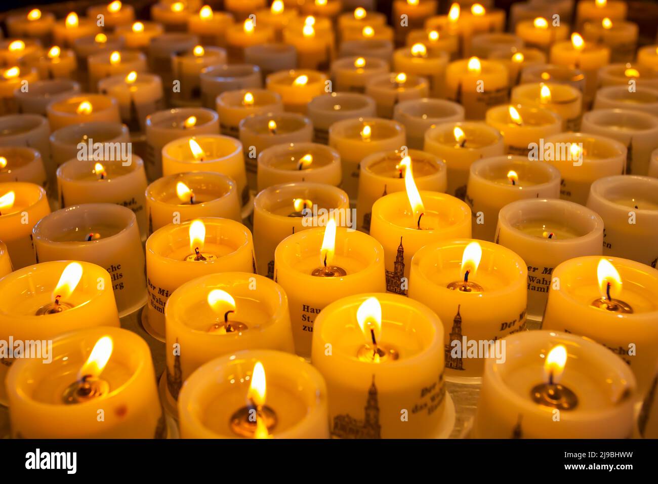 Hamburg, Germany - August 18, 2012: Alight candles in St. Michael's Church in Hamburg Stock Photo