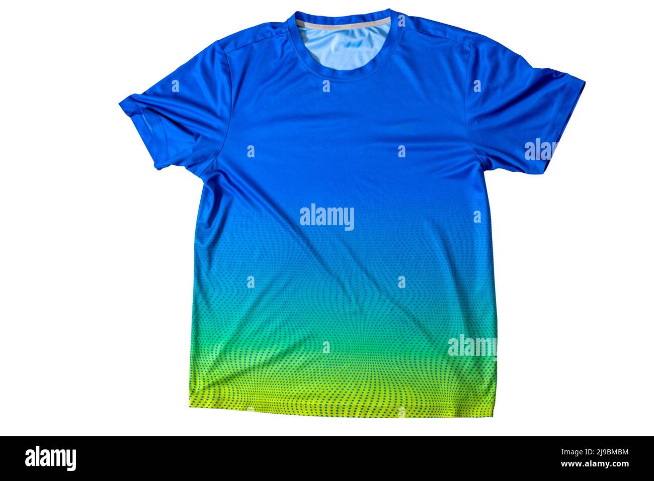 The blue and yellow t-shirt template is ready for your own graphics