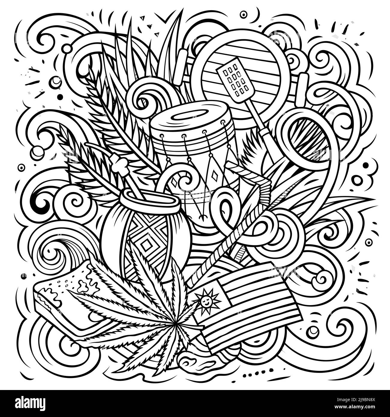 Uruguay hand drawn cartoon doodles illustration. Stock Vector