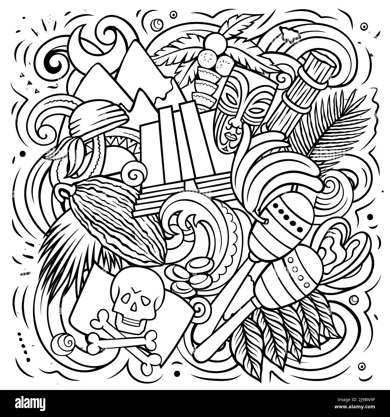Dominican Republic hand drawn cartoon doodle illustration. Funny local design. Stock Vector