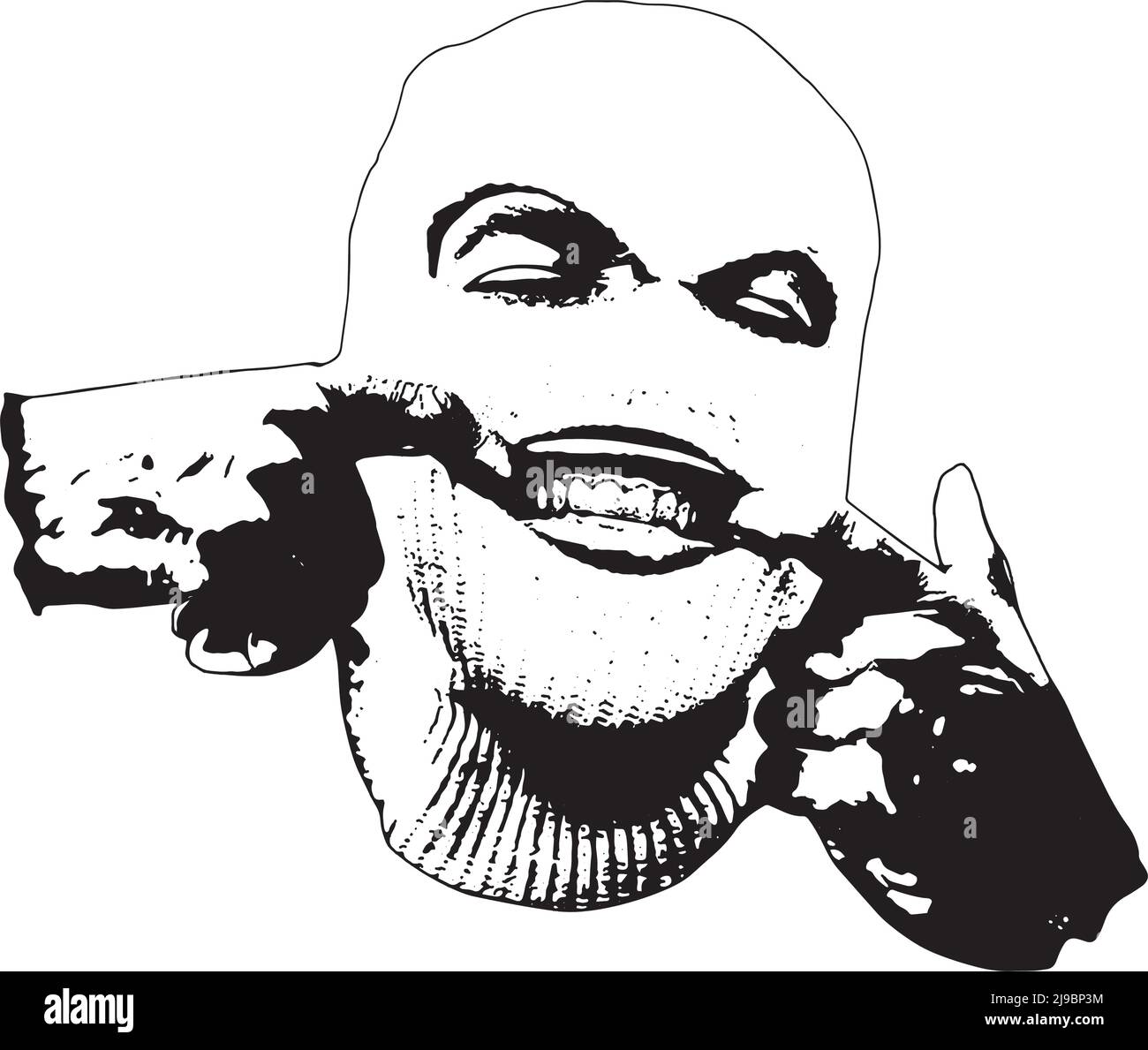 Thug gangster black and white artwork poster Stock Vector