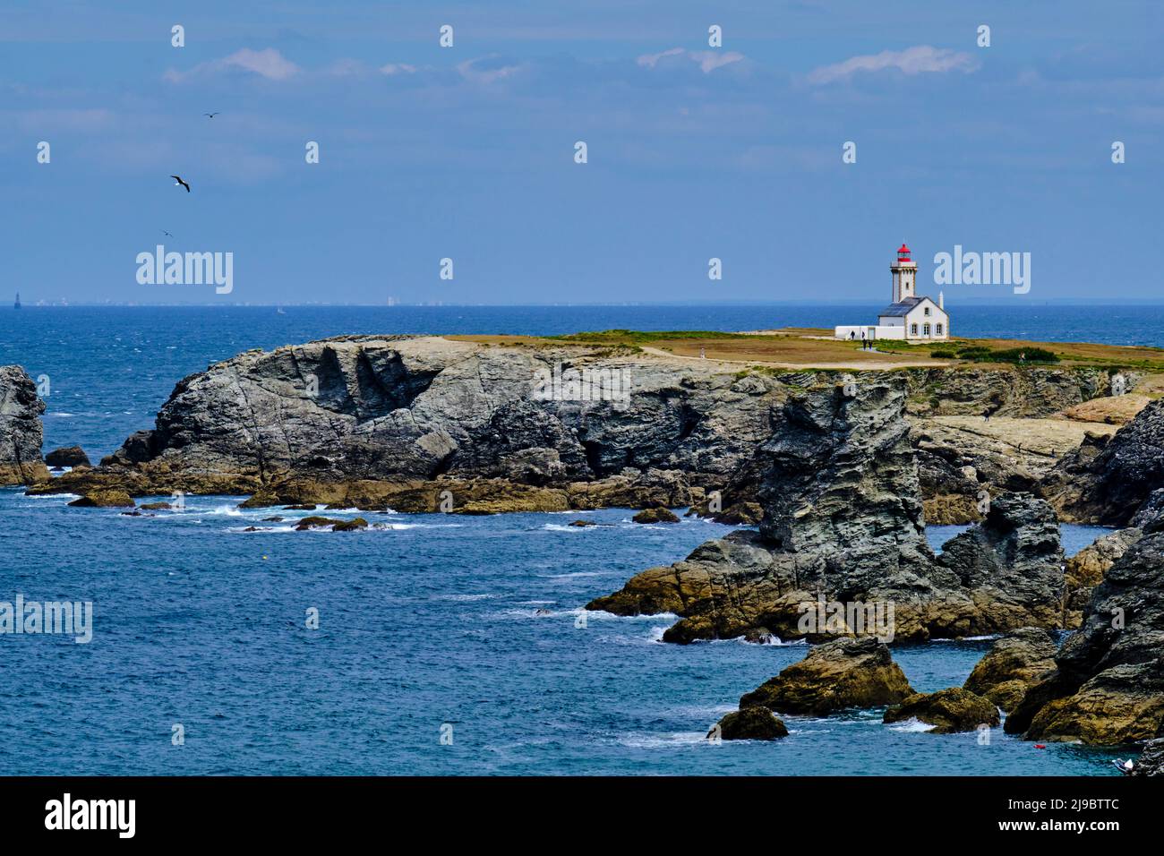 France, Morbihan, Belle-Ile-en-mer, Sauzon, Pointe des Poulains, The flagship house of Pointe des Poulains Stock Photo