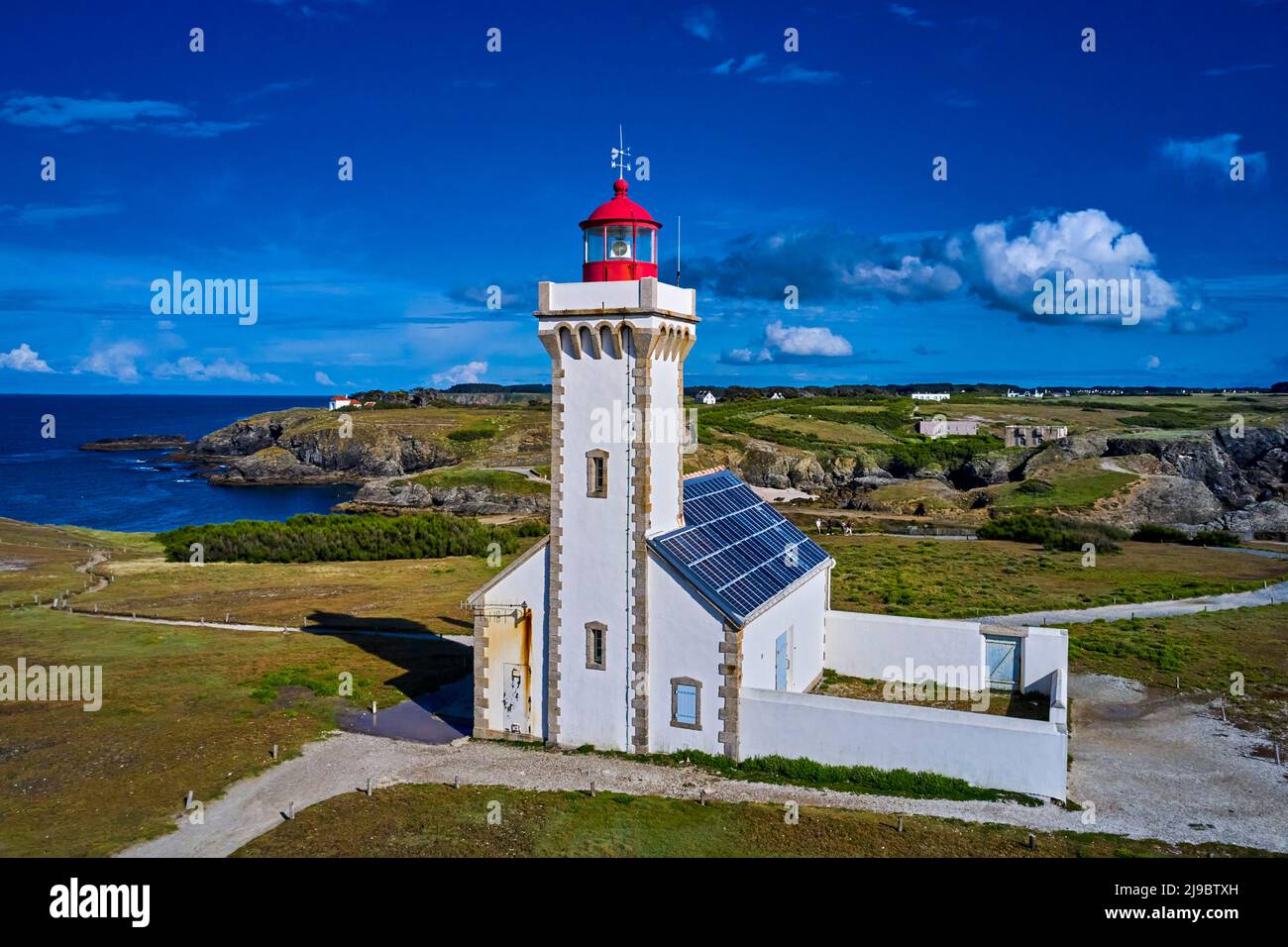 France, Morbihan, Belle-Ile-en-mer, Sauzon, Pointe des Poulains, The flagship house of Pointe des Poulains Stock Photo