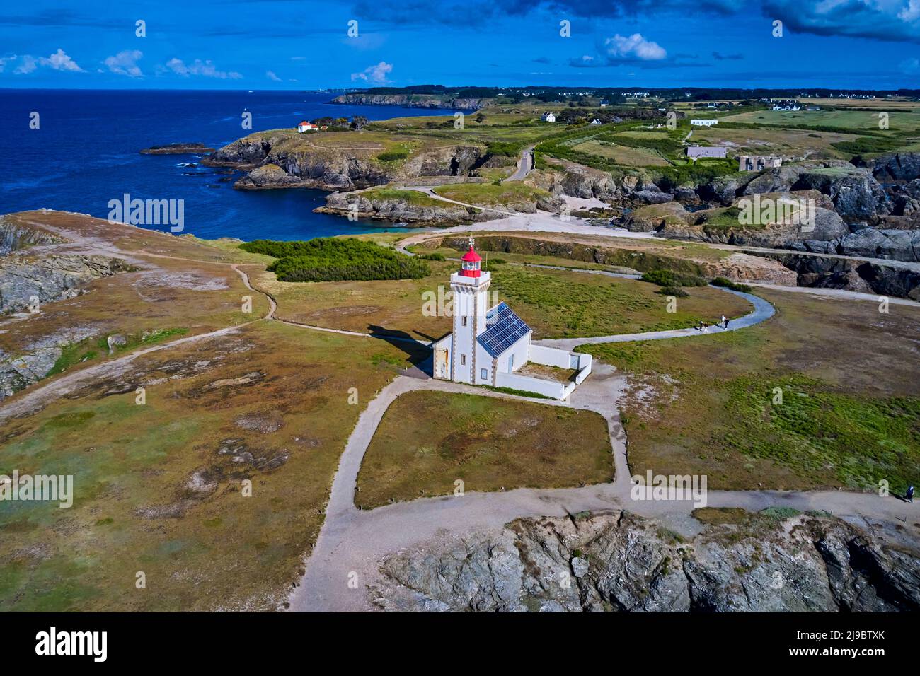 France, Morbihan, Belle-Ile-en-mer, Sauzon, Pointe des Poulains, The flagship house of Pointe des Poulains Stock Photo