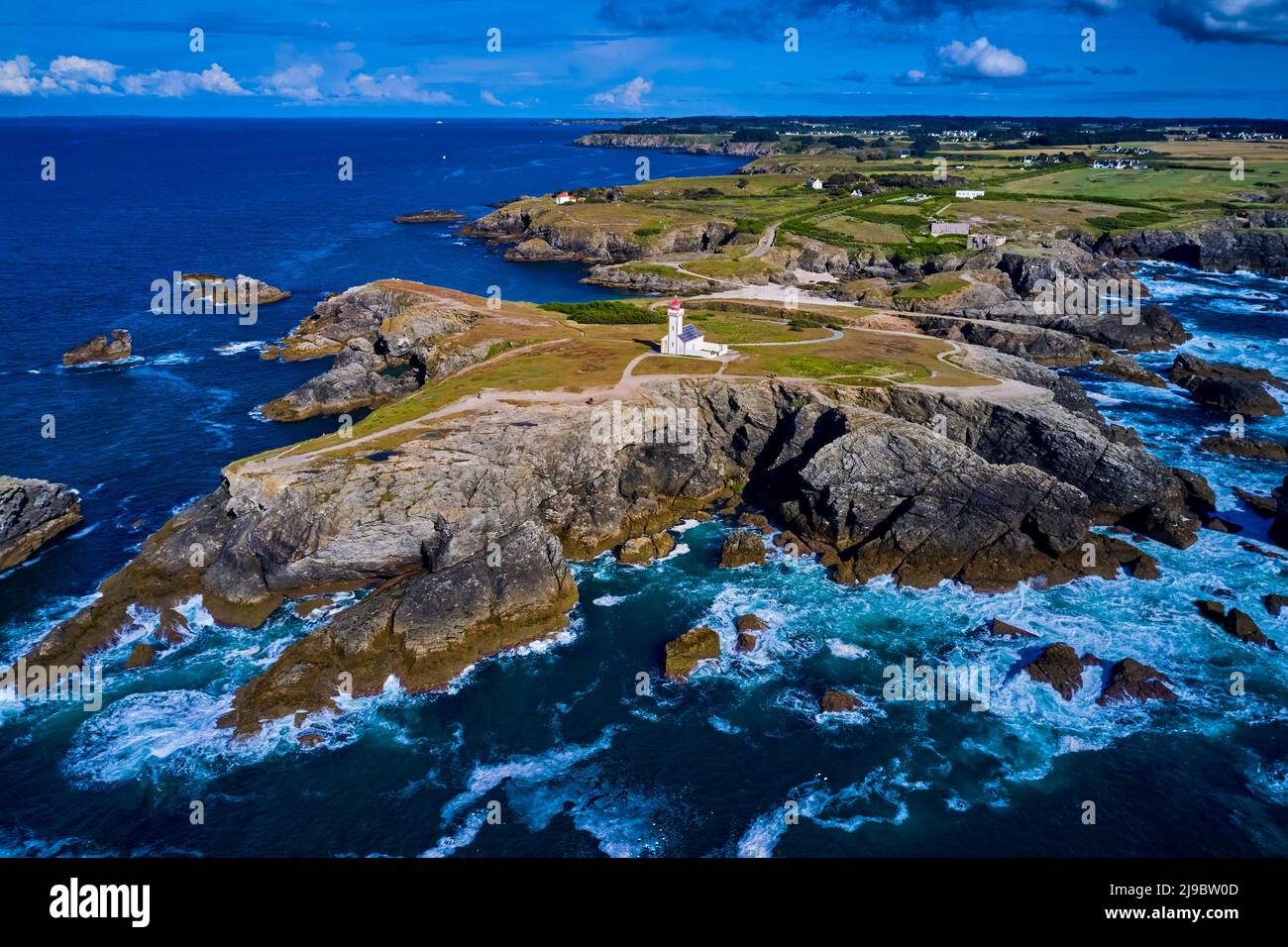 France, Morbihan, Belle-Ile-en-mer, Sauzon, Pointe des Poulains, The flagship house of Pointe des Poulains Stock Photo