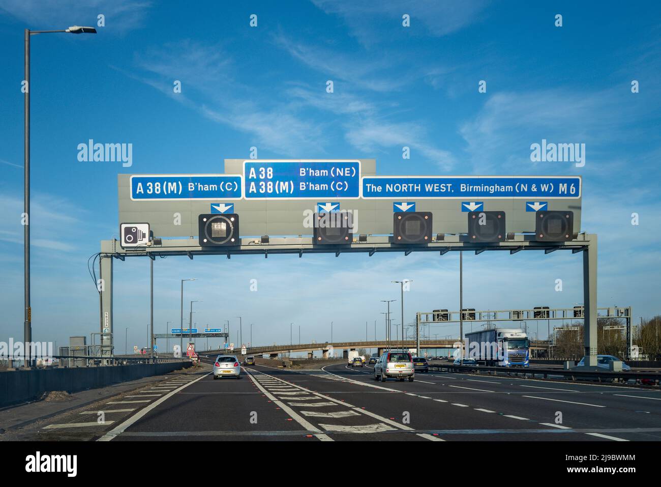 Approaching Birmingham on the M6 at Spaghetti junction. Stock Photo