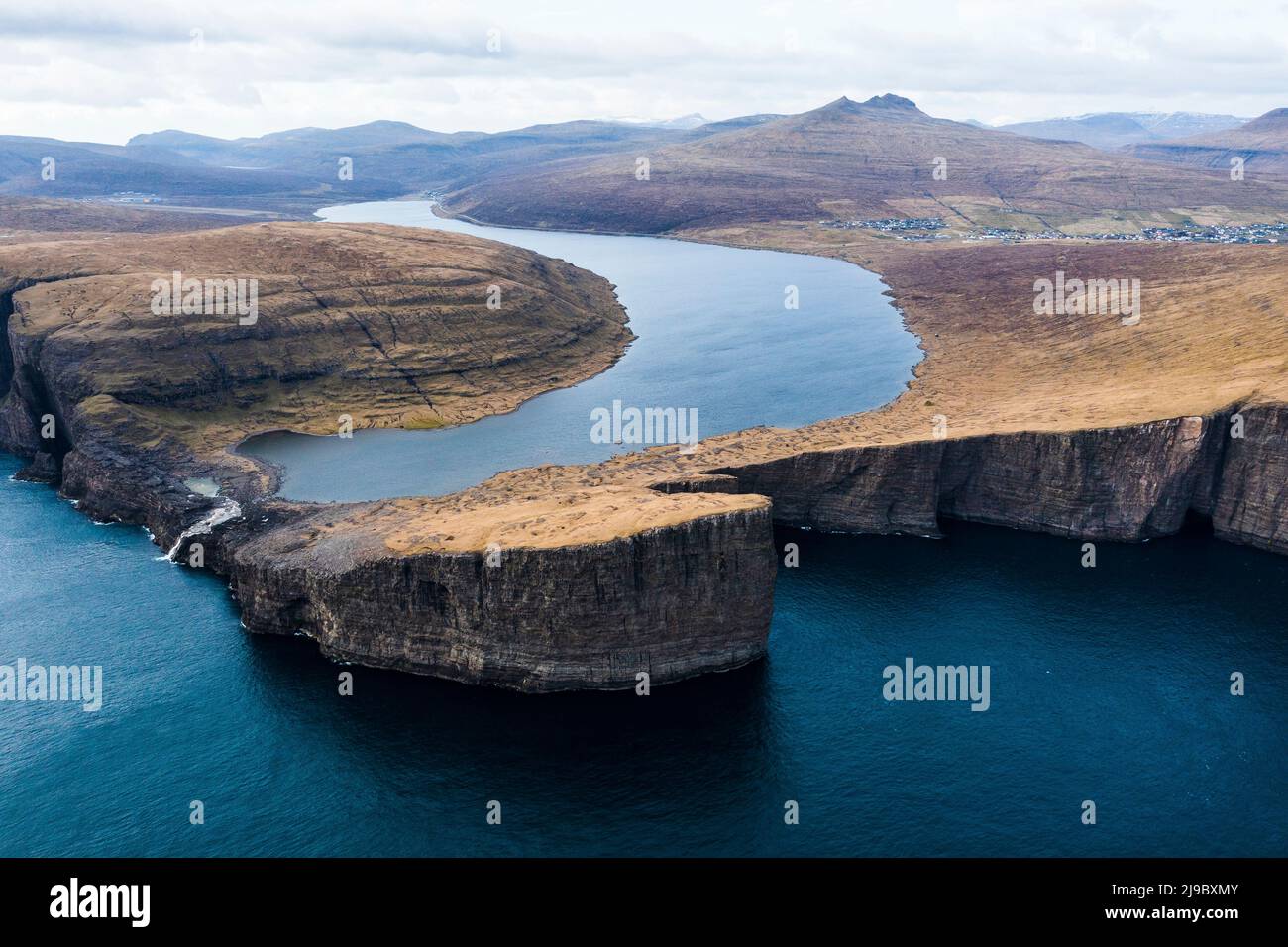 A view across Traelanipa on the Faroe Islands. Stock Photo