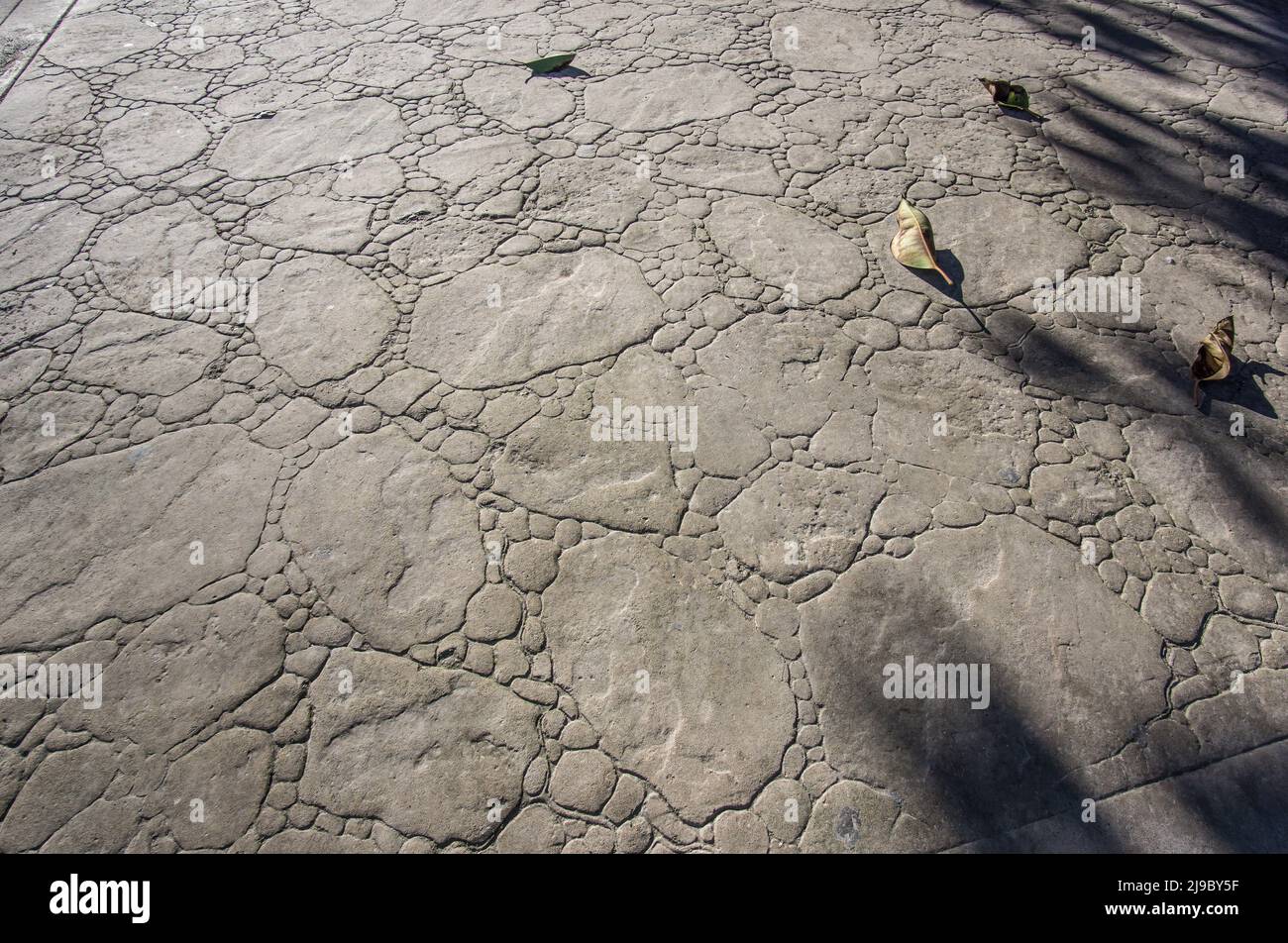 stamped concrete pavement outdoor, Flat boulders and rounded edges
