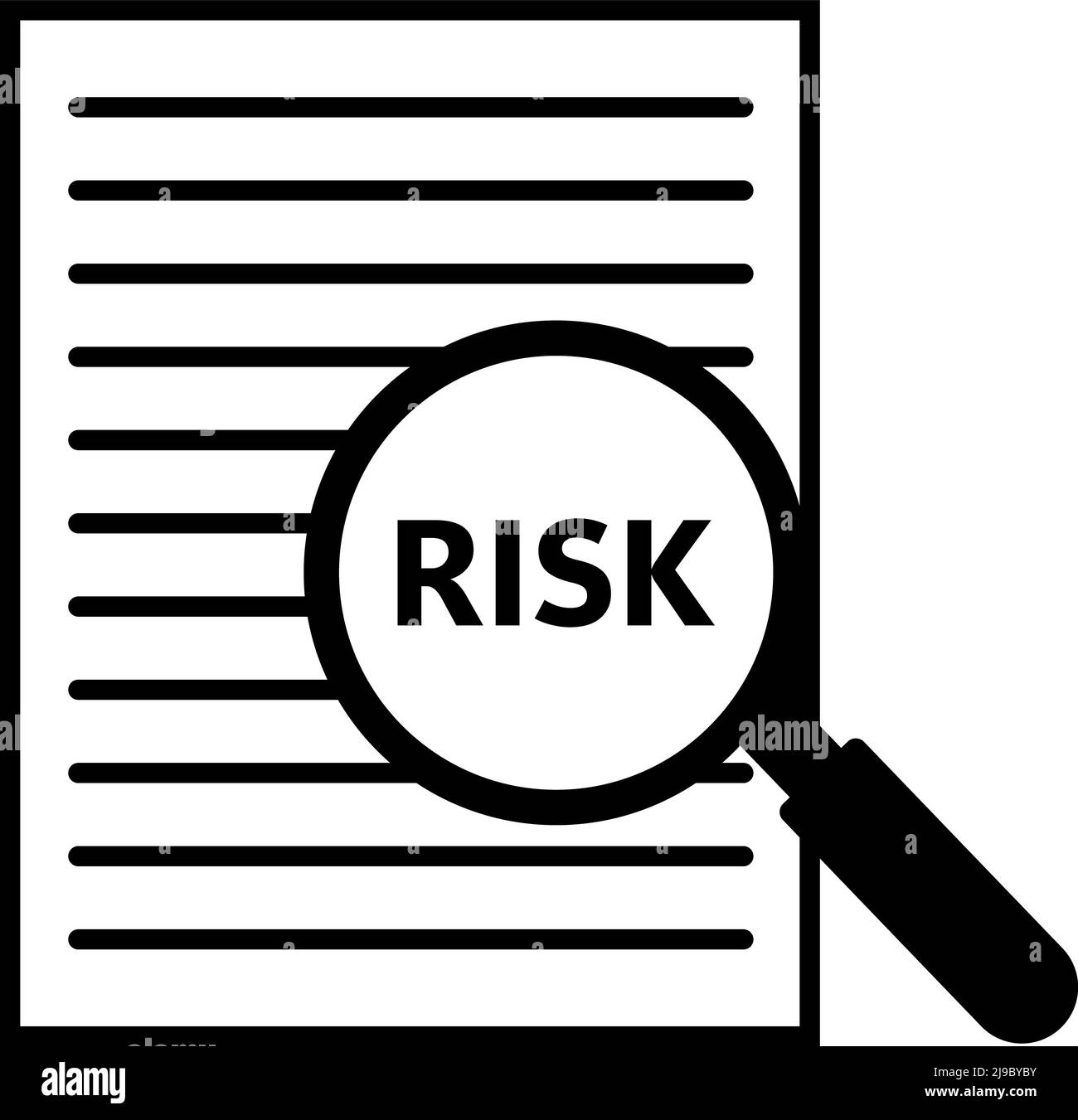 Risk Word Magnifying Glass icon on white background. Risk Managment
