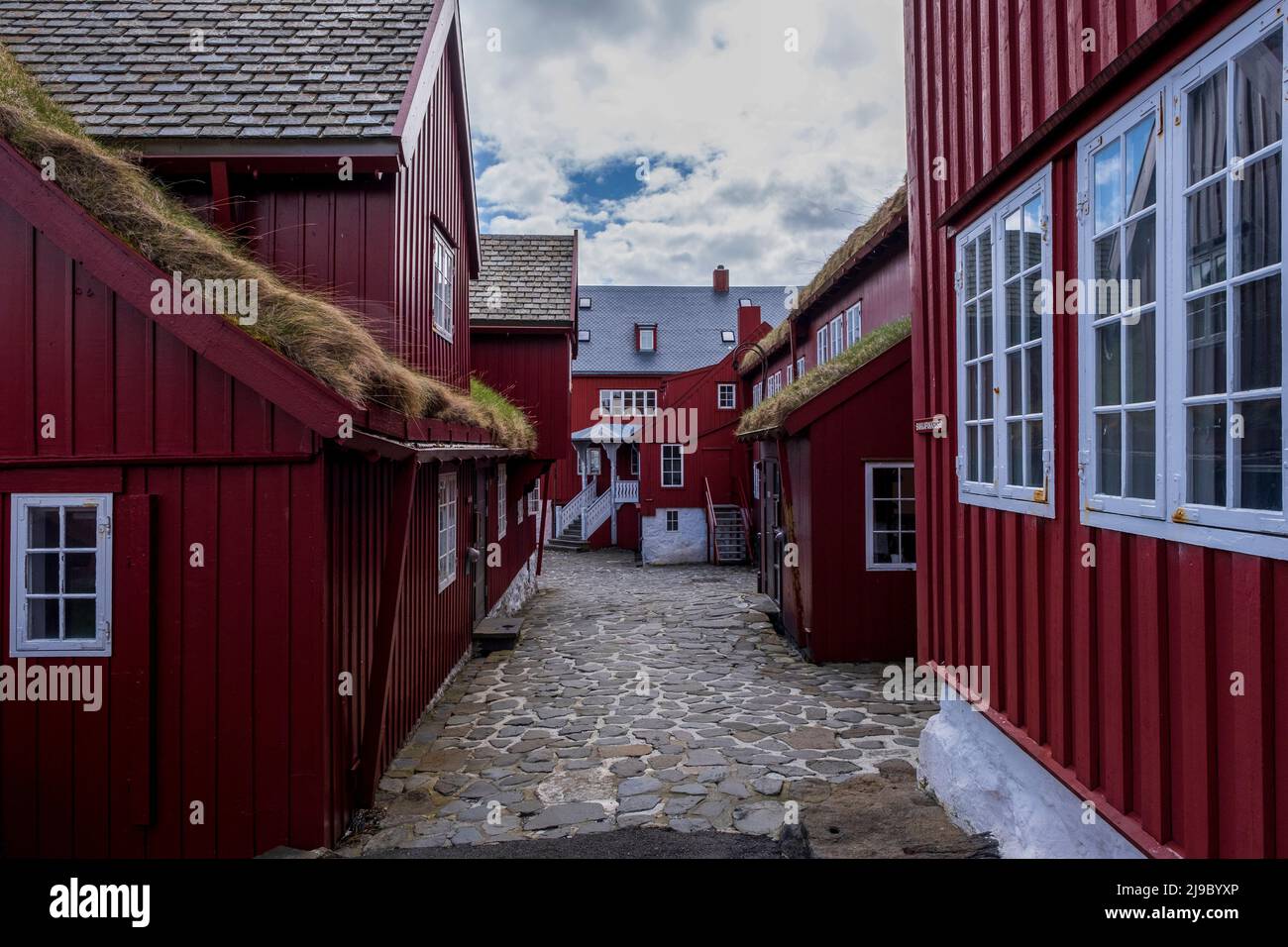 A street in Torshavn on the Faroe Islands. Stock Photo