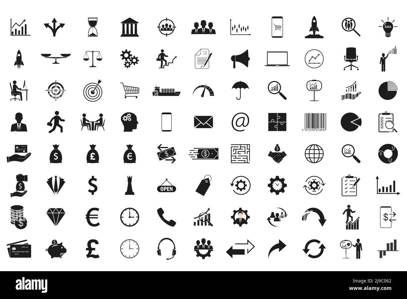 Business and management icons set. Vector illustration. Flat. Stock Vector