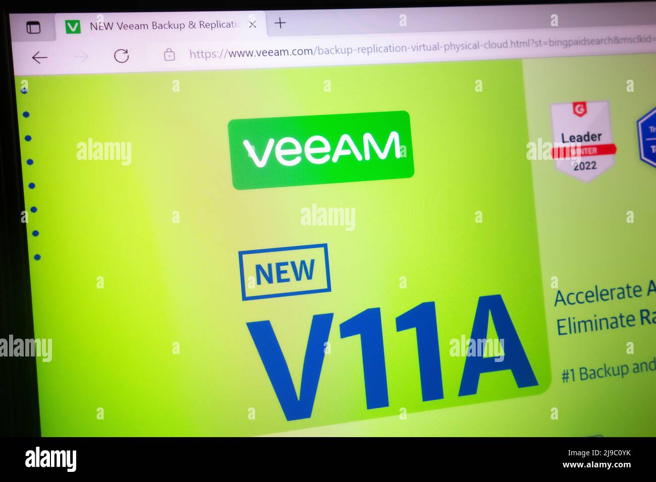 KONSKIE, POLAND - May 21, 2022: www.veeam.com website displayed on laptop screen. Veeam Software is IT data protection company Stock Photo