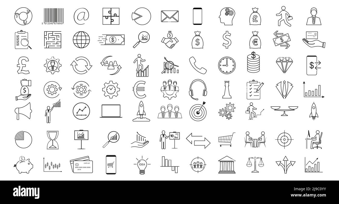 Business and management icons set. Vector illustration. Flat. Stock Vector