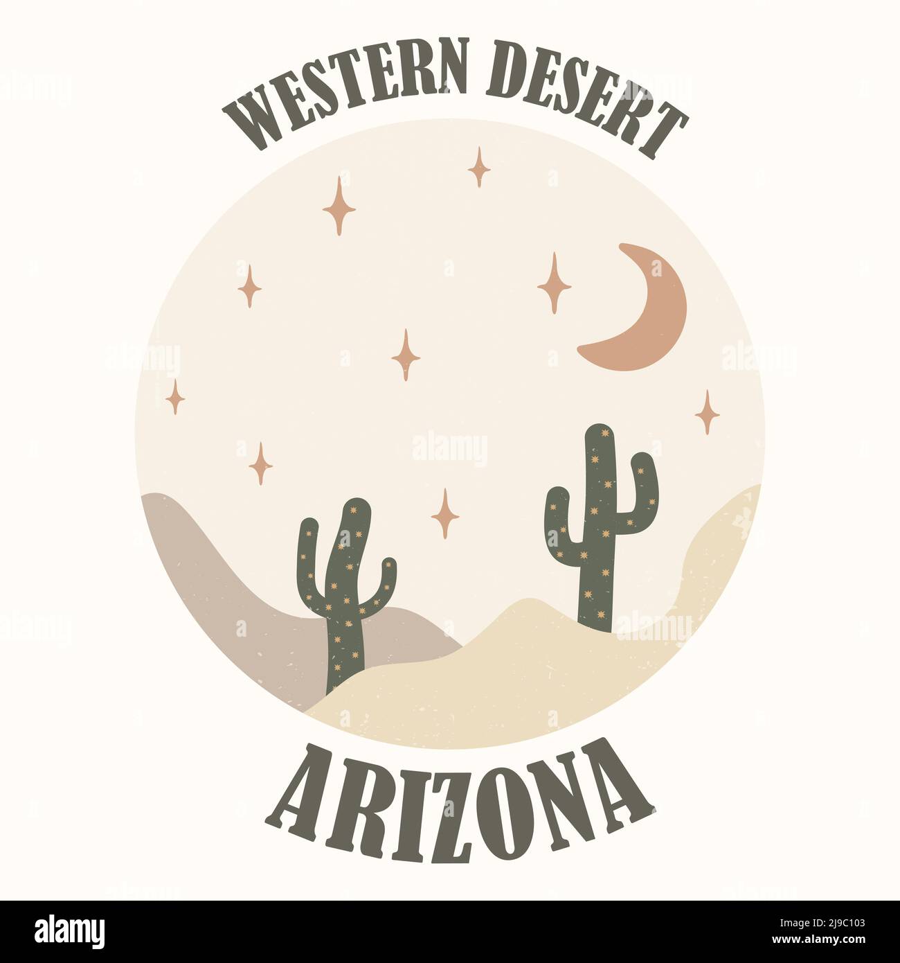Cactus in desert vector design round logo Stock Vector