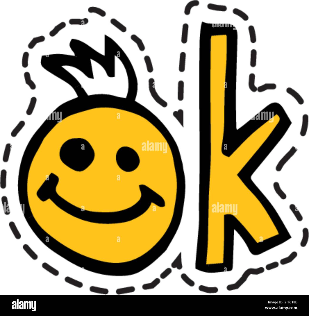 Okay sticker with smile emoji, ok icon vector Stock Vector Image & Art