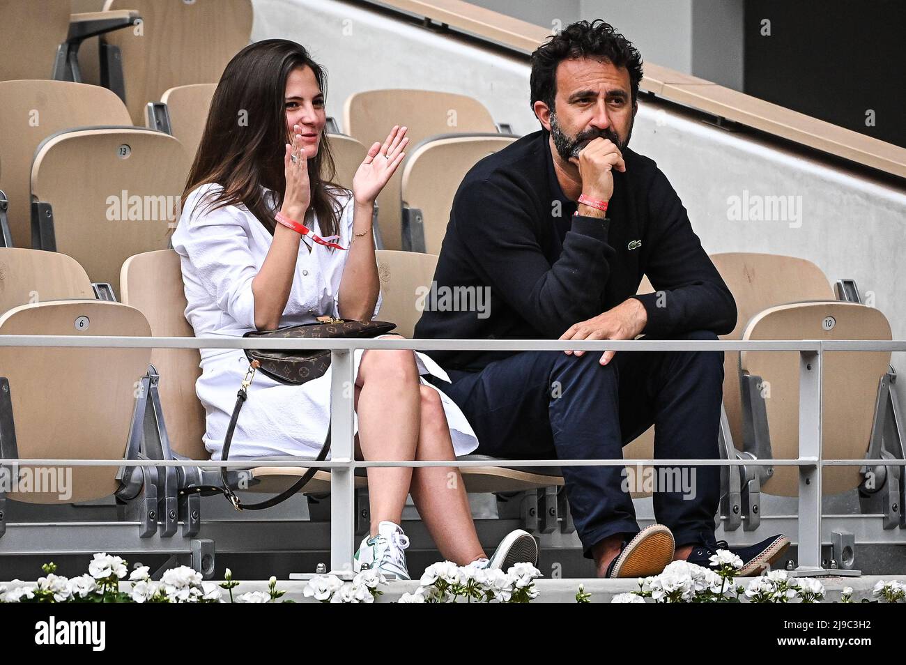 Paris, France, France. 22nd May, 2022. Mathieu MADENIAN with his girlfriend  during the Day one of Roland-Garros 2022, French Open 2022, Grand Slam  tennis tournament at the Roland-Garros stadium on May 22,