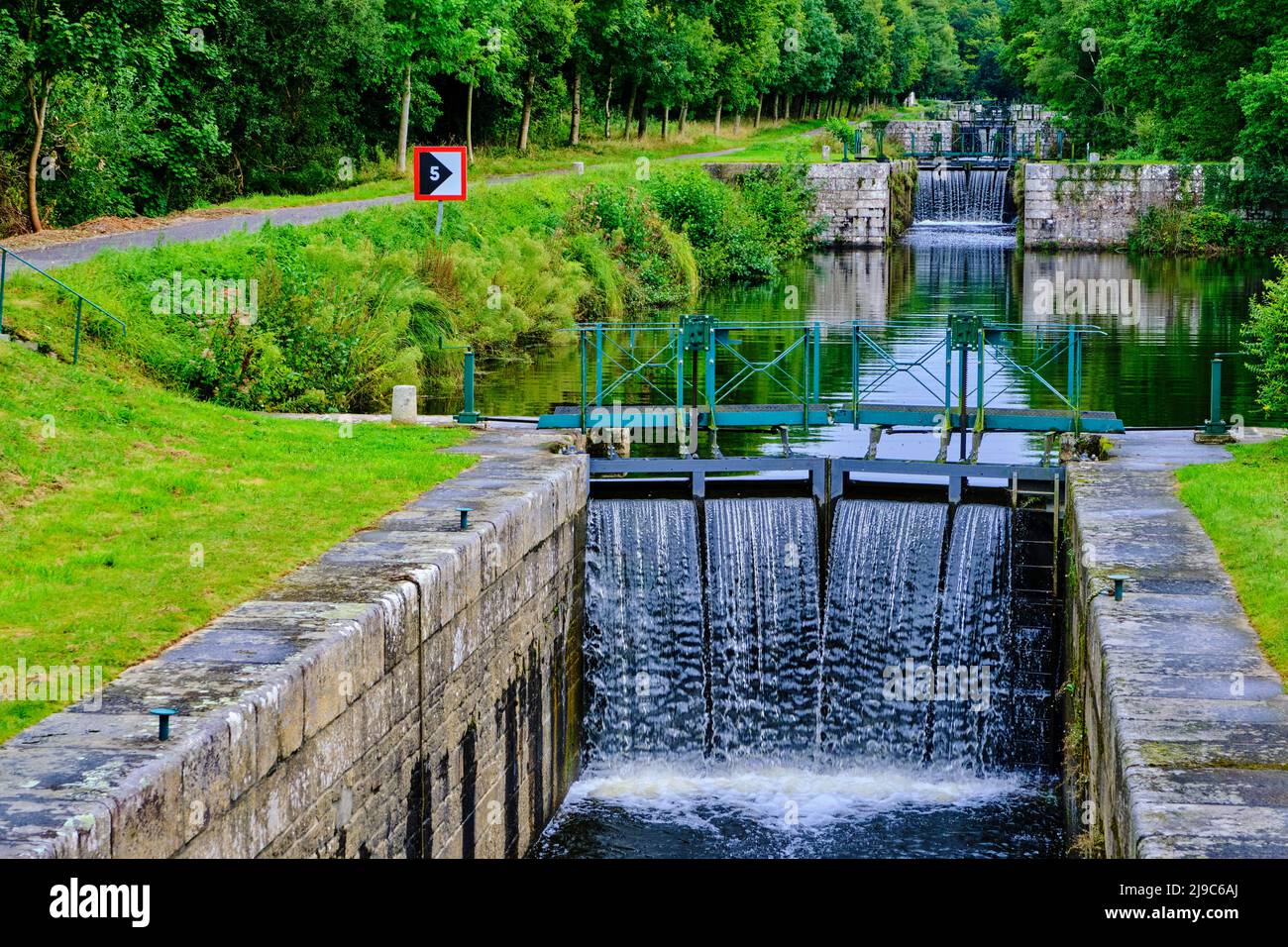 France, Morbihan, the NantesBrest canal, the locks between Rohan and