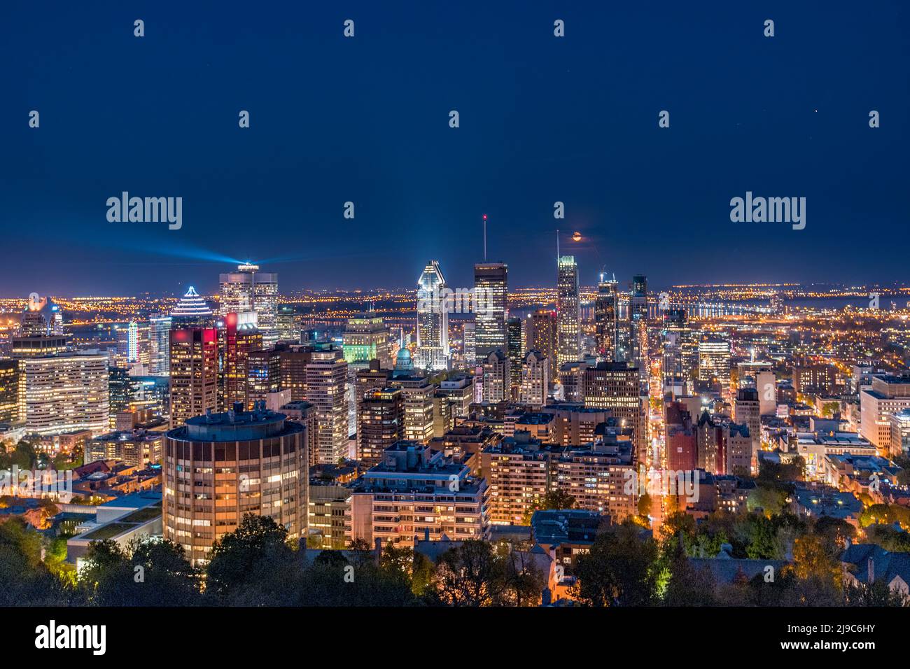 The skyline of Montreal Canada at dusk  Stock Photo