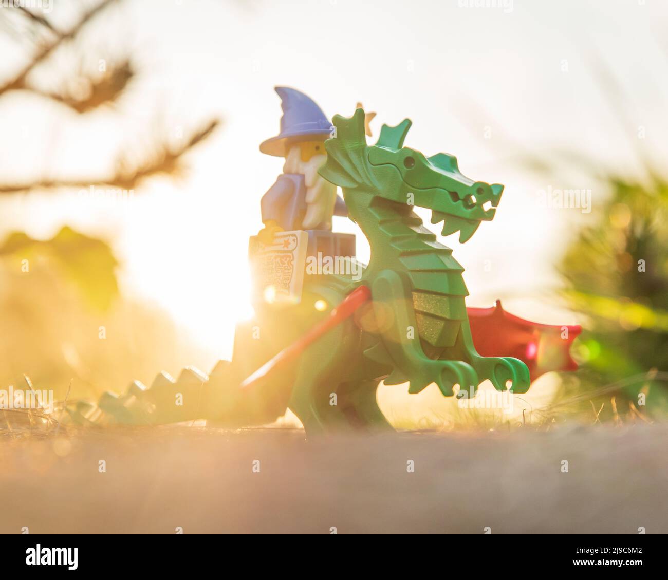 Lego classic wizard on the dragon Stock Photo Alamy