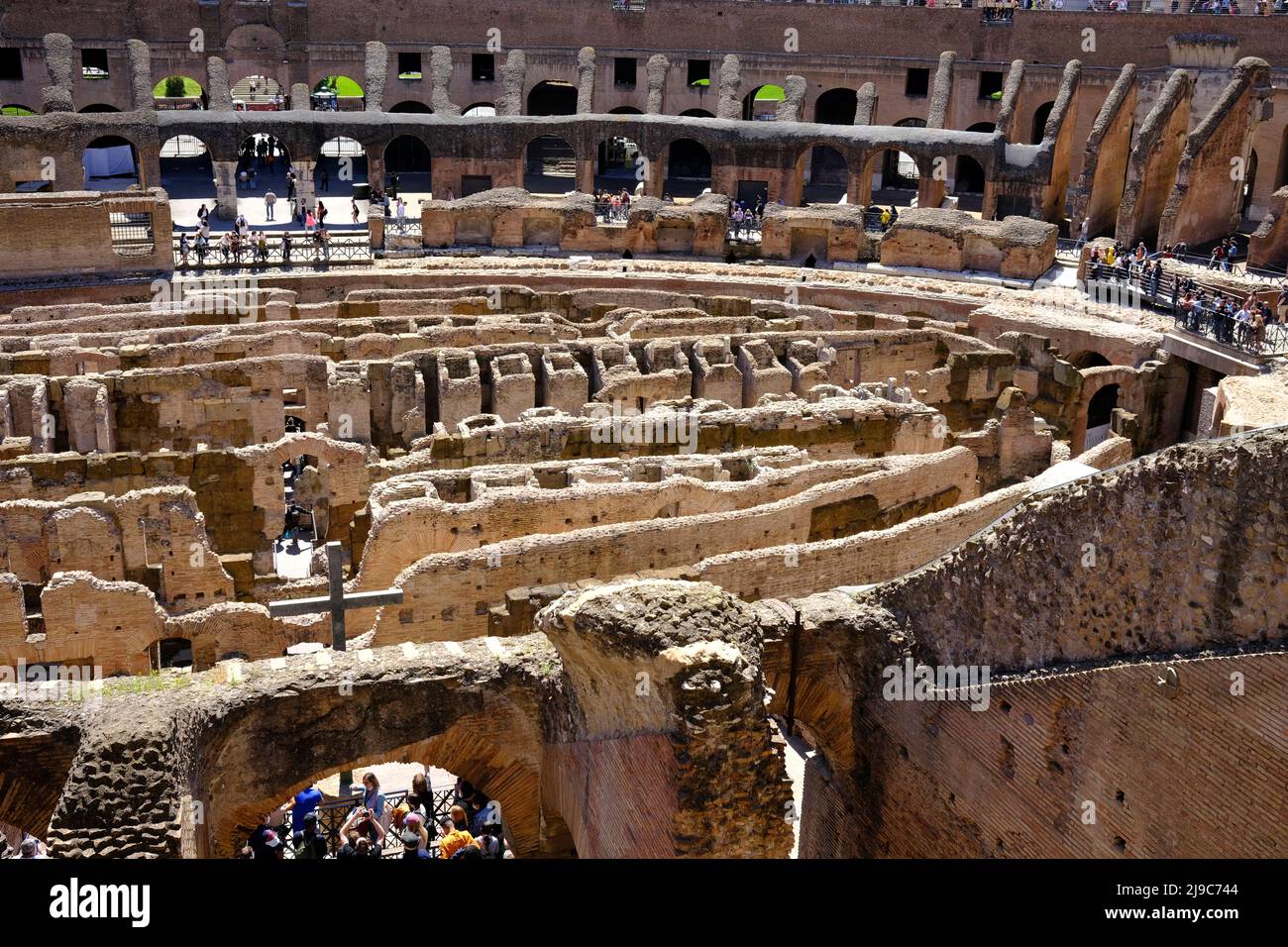 Inside the Roman Colosseum in Rome, Italy Stock Photo