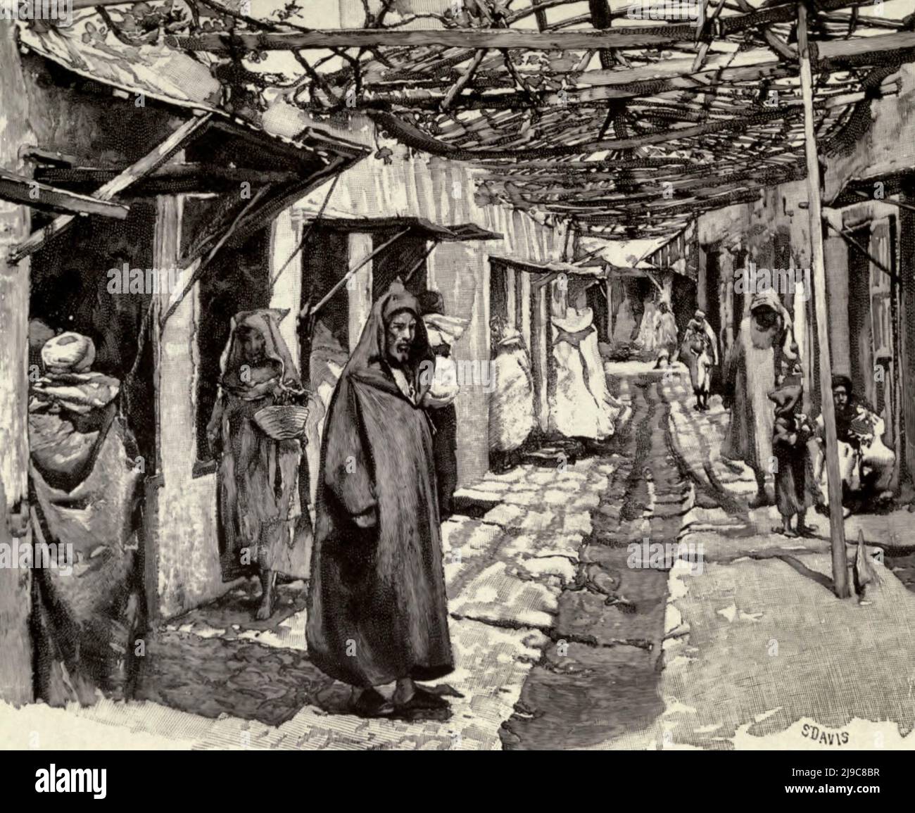 A Bazaar in Fez, Morocco, circa 1910 Stock Photo