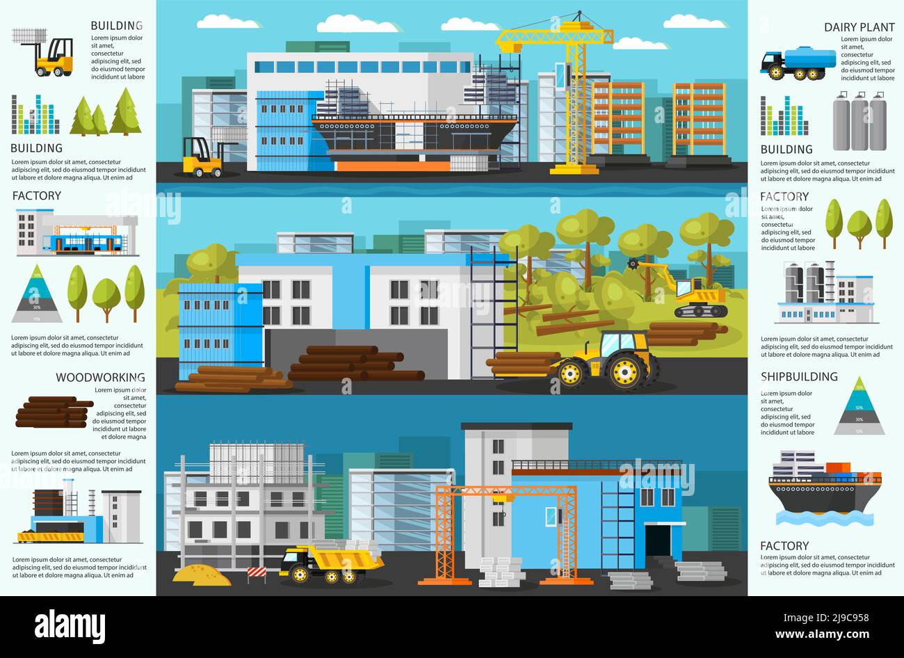 Industrial factory brochure with shipbuilding plant timber mill and ...
