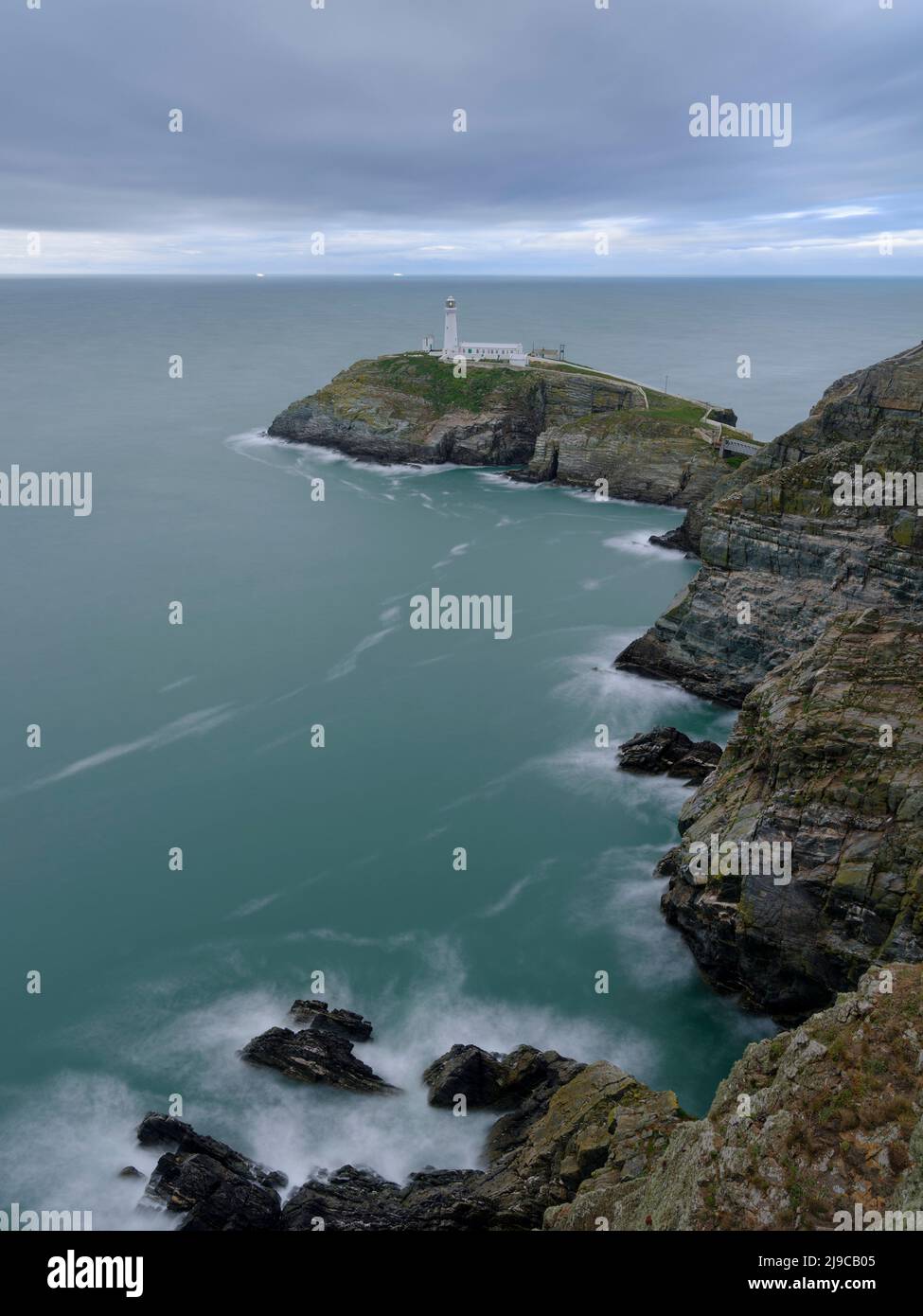 A clifftop view of South Stack lighthouse on the Isle of Anglesey Stock Photo Alamy