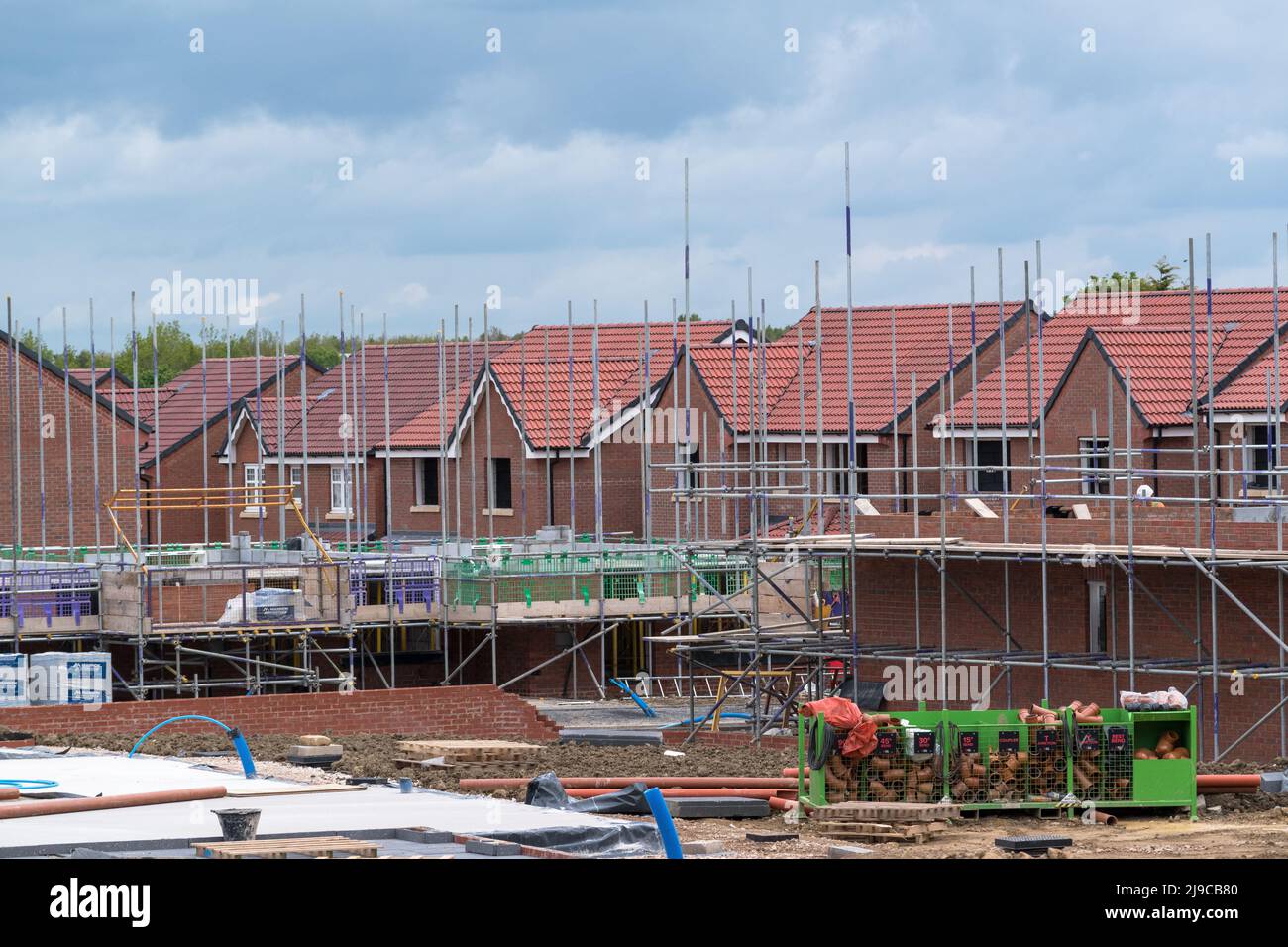 New Home Construction - Housing Development by Harron Homes in  Holmewood Derbyshire Stock Photo