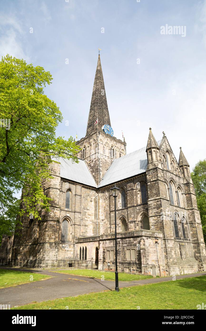 St Cuthbert's Church in Darlington, County Durham, England. The church has 12th century origins and was reconstructed in the 1860s. Stock Photo