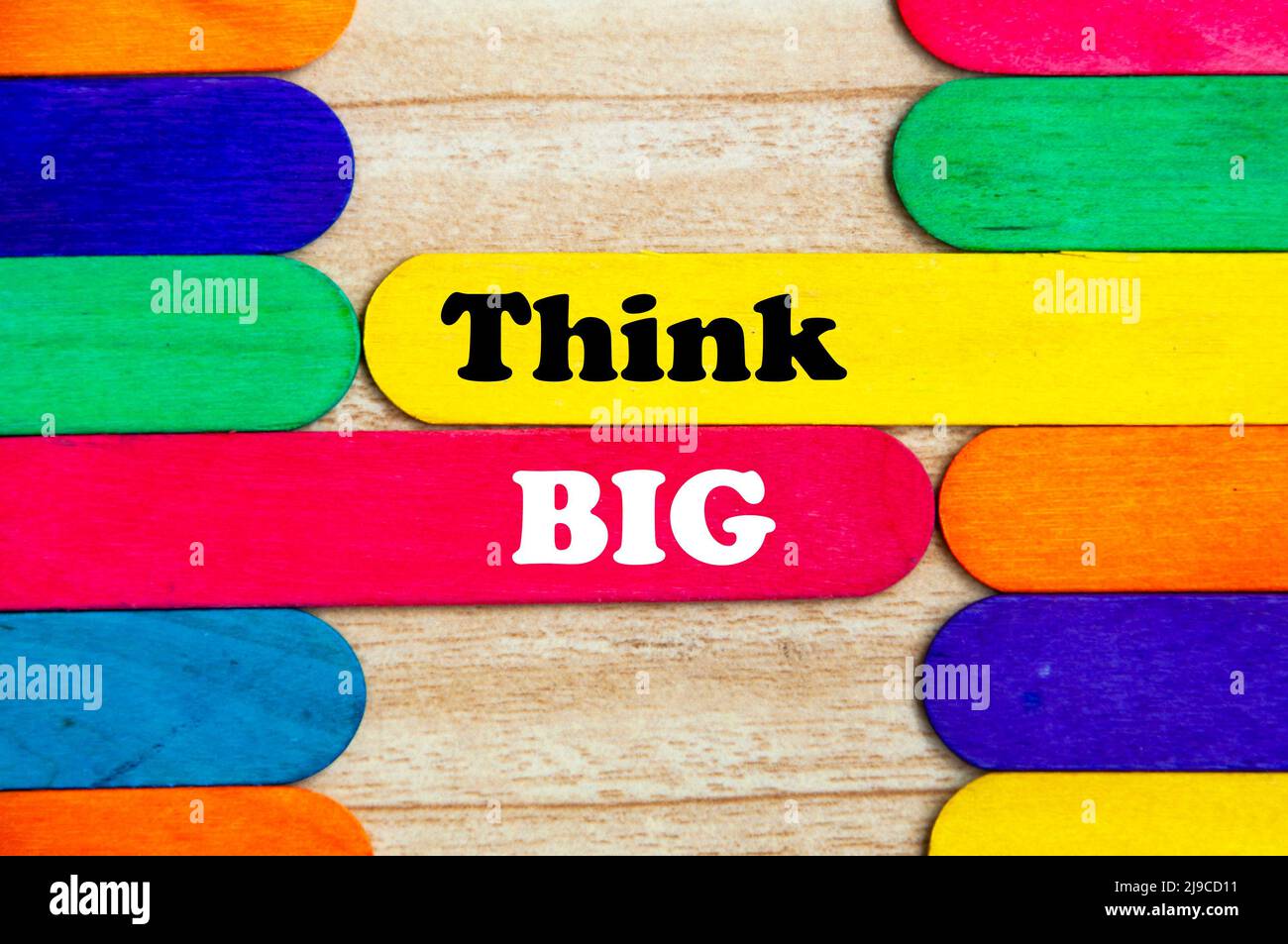 Think big text on colorful wooden stick - business concept Stock Photo