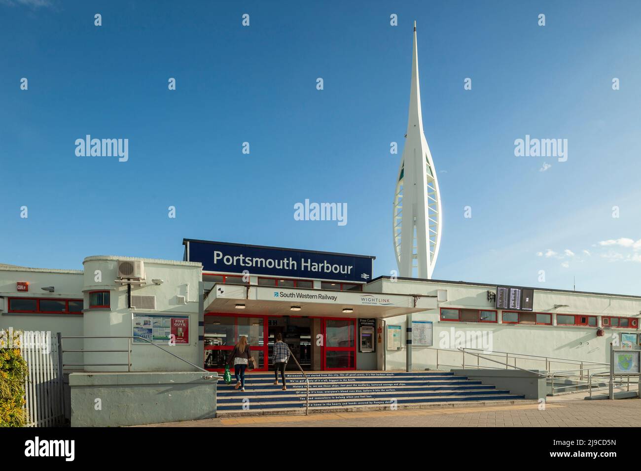 Entrance to Portsmouth Harbour Station. Stock Photo