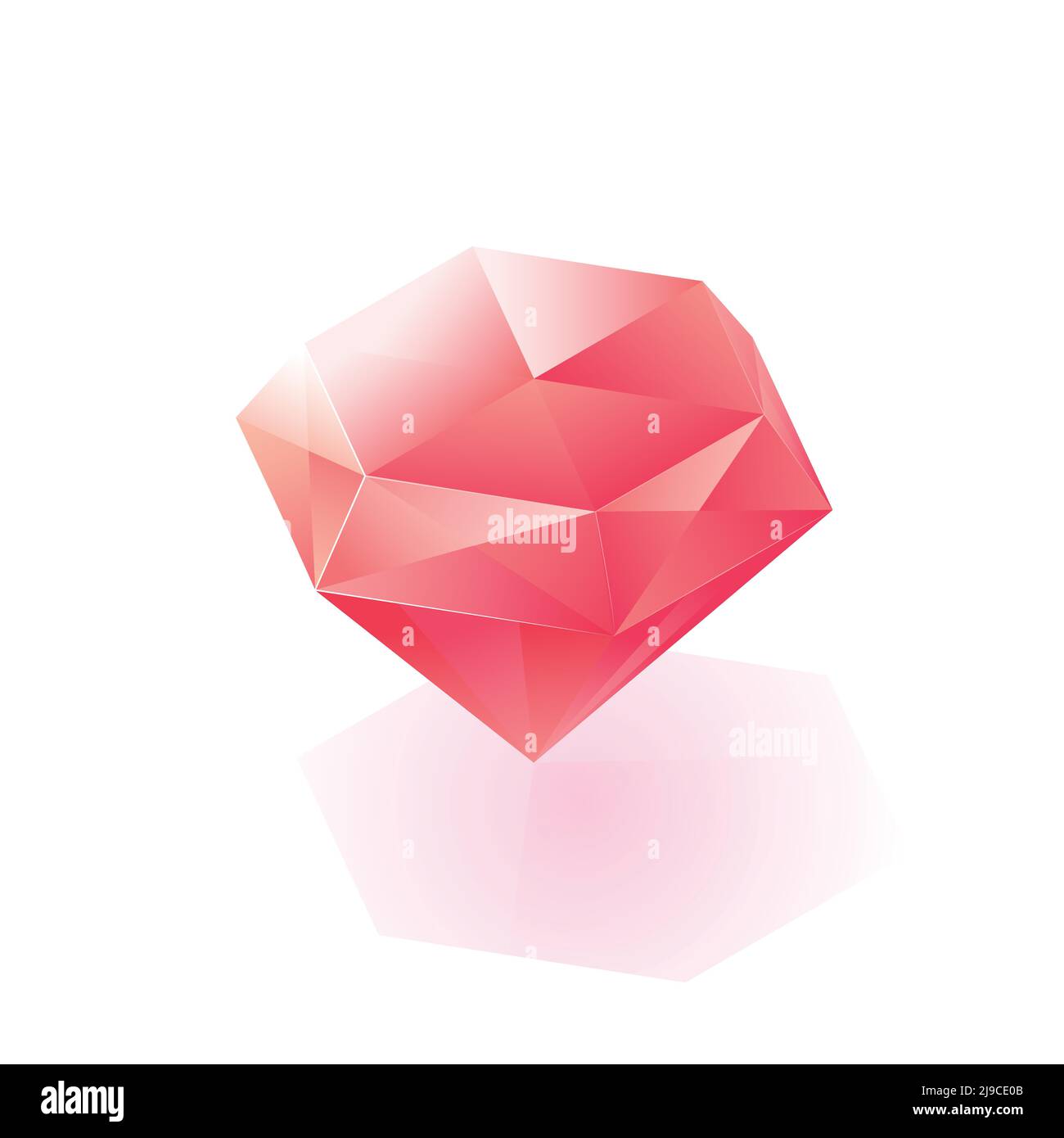 Glittering isometric light diamond icon in red color on white ...
