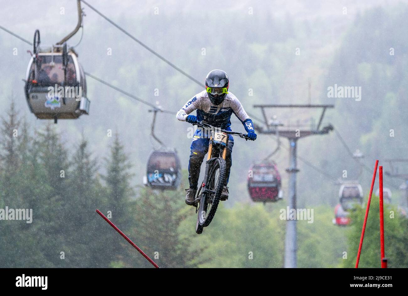 France's Simon Chapelet in the Men's Elite Downhill final during day two of the Mercedes-Benz UCI MTB World Cup event in Fort William. Picture date: Sunday May 22, 2022. Stock Photo