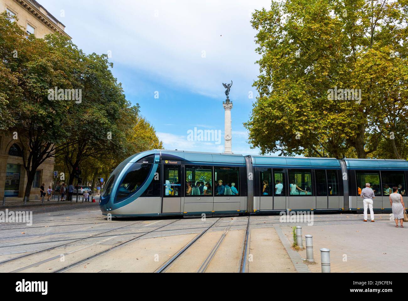 Bordeaux, France,  Public Transport, People on Tram on Street, City Center Stock Photo